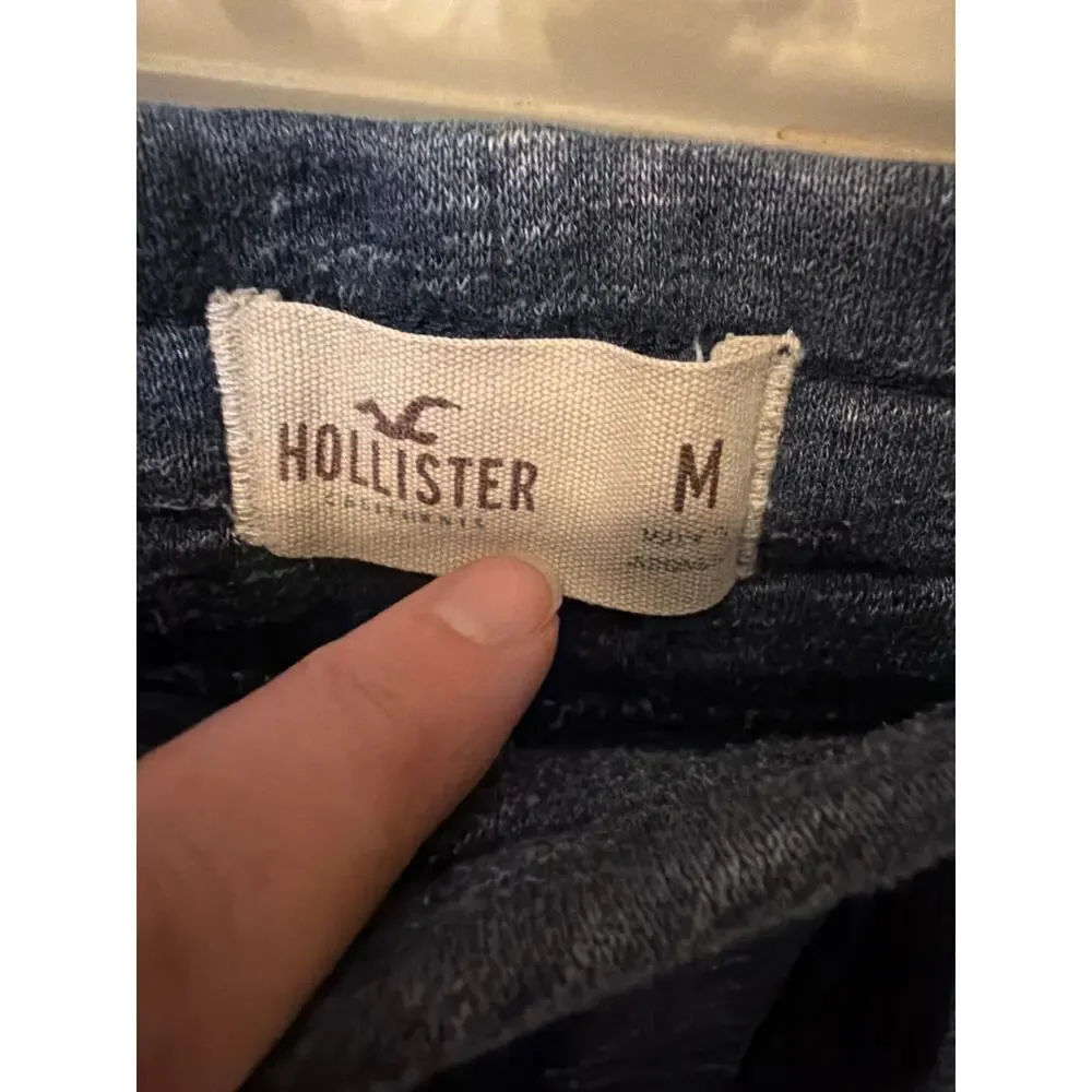 Hollister Y2K Sweatpant Shorts Mens Size Medium Blue White Logo Casual 90s Style